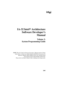 IA-32 Intel Architecture Software Developer’s Manual