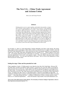The New U.S. – China Trade Agreement and Arizona Cotton Abstract