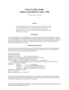 Cotton Fertility Study, Safford Agricultural Center, 1998 Abstract