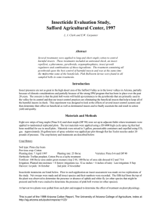 Insecticide Evaluation Study, Safford Agricultural Center, 1997 Abstract