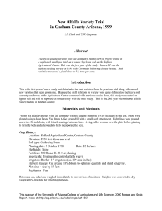 New Alfalfa Variety Trial in Graham County Arizona, 1999 Abstract
