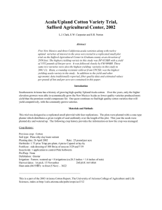Acala/Upland Cotton Variety Trial, Safford Agricultural Center, 2002