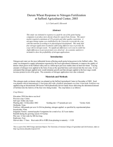 Durum Wheat Response to Nitrogen Fertilization at Safford Agricultural Center, 2003 Abstract