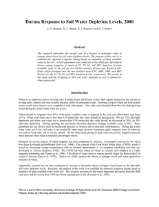 Durum Response to Soil Water Depletion Levels, 2000 Abstract