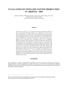 EVALUATION OF TWIN-LINE COTTON PRODUCTION IN ARIZONA - 2002