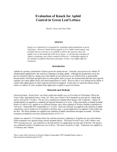 Evaluation of Knack for Aphid Control in Green Leaf Lettuce  Abstract
