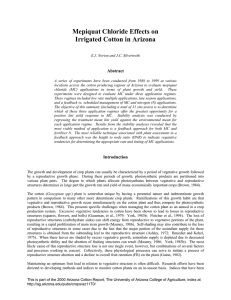 Mepiquat Chloride Effects on Irrigated Cotton in Arizona Abstract