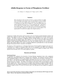 Alfalfa Response to Forms of Phosphorus Fertilizer Summary