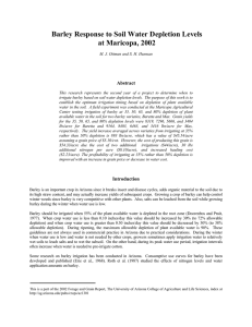 Barley Response to Soil Water Depletion Levels at Maricopa, 2002 Abstract