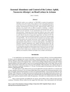 Seasonal Abundance and Control of the Lettuce Aphid, Nasonovia ribisnigri Abstract