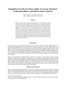 Nasonovia ribisnigris on Resistant Butter and Head Lettuce Cultivars Abstract