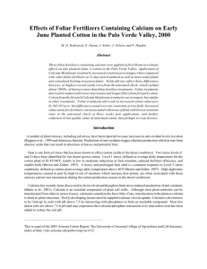 Effects of Foliar Fertilizers Containing Calcium on Early