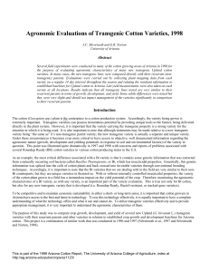 Agronomic Evaluations of Transgenic Cotton Varieties, 1998 Abstract