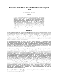 Evaluation of a Calcium - Based Soil Conditioner in Irrigated Cotton Abstract