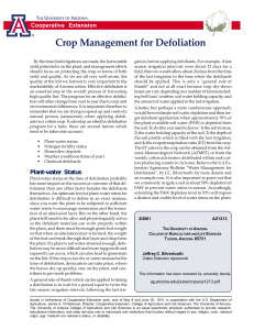 Crop Management for Defoliation Cooperative Extension