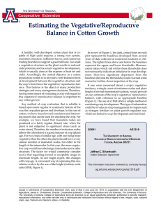 Estimating the Vegetative/Reproductive Balance in Cotton Growth Cooperative Extension