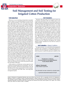 Soil Management and Soil Testing for Irrigated Cotton Production Cooperative Extension Introduction