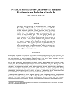 Pecan Leaf Tissue Nutrient Concentrations: Temporal Relationships and Preliminary Standards Abstract