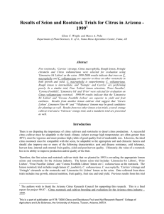 Results of Scion and Rootstock Trials for Citrus in Arizona - 1999 1