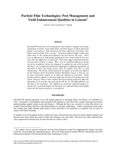 Particle Film Technologies: Pest Management and Yield Enhancement Qualities in Lemons  Abstract