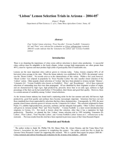 ‘Lisbon’ Lemon Selection Trials in Arizona – 2004-05  Abstract 1