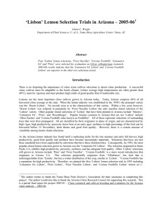 ‘Lisbon’ Lemon Selection Trials in Arizona – 2005-06  Abstract 1