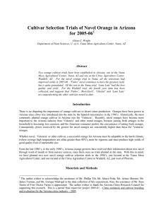 Cultivar Selection Trials of Navel Orange in Arizona for 2005-06 Abstract