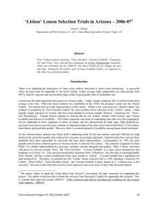 ‘Lisbon’ Lemon Selection Trials in Arizona – 2006-07  Abstract 1