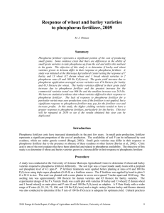 Response of wheat and barley varieties to phosphorus fertilizer, 2009  Summary