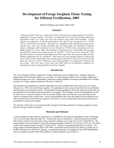 Development of Forage Sorghum Tissue Testing for Efficient Fertilization, 2009