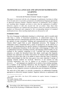 MATEMATICAL LANGUAGE AND ADVANCED MATHEMATICS LEARNING