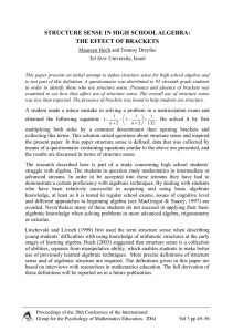 STRUCTURE SENSE IN HIGH SCHOOL ALGEBRA: THE EFFECT OF BRACKETS