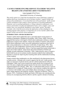 CAUSES UNDERLYING PRE-SERVICE TEACHERS’ NEGATIVE BELIEFS AND ANXIETIES ABOUT MATHEMATICS