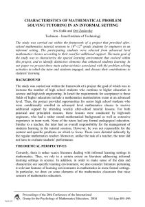 CHARACTERISTICS OF MATHEMATICAL PROBLEM SOLVING TUTORING IN AN INFORMAL SETTING