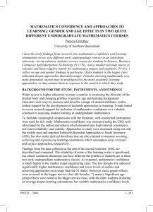 MATHEMATICS CONFIDENCE AND APPROACHES TO DIFFERENT UNDERGRADUATE MATHEMATICS COURSES