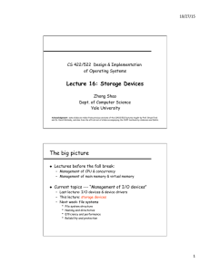 Lecture 16: Storage Devices