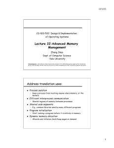 Lecture 22:Advanced Memory Management