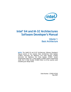 Intel® 64 and IA-32 Architectures Software Developer’s Manual Volume 1: Basic Architecture