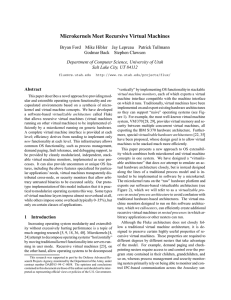 Microkernels Meet Recursive Virtual Machines Bryan Ford Mike Hibler Jay Lepreau