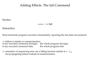 Adding Effects: The fail Command Syntax: Semantics: comm