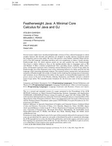 Featherweight Java: A Minimal Core Calculus for Java and GJ