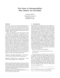 The Power of Interoperability: Why Objects Are Inevitable Jonathan Aldrich Abstract
