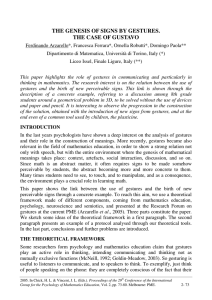 THE GENESIS OF SIGNS BY GESTURES. THE CASE OF GUSTAVO