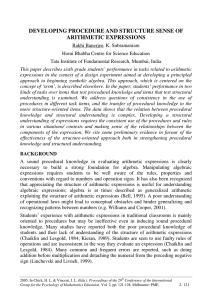 DEVELOPING PROCEDURE AND STRUCTURE SENSE OF ARITHMETIC EXPRESSIONS