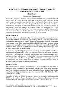 VYGOTSKY’S THEORY OF CONCEPT FORMATION AND MATHEMATICS EDUCATION