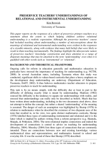 PRESERVICE TEACHERS’ UNDERSTANDINGS OF RELATIONAL AND INSTRUMENTAL UNDERSTANDING