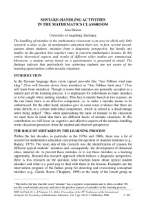 MISTAKE-HANDLING ACTIVITIES IN THE MATHEMATICS CLASSROOM