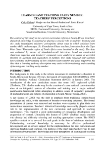 LEARNING AND TEACHING EARLY NUMBER: TEACHERS’ PERCEPTIONS