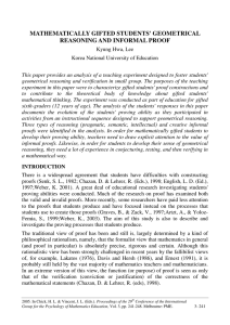 MATHEMATICALLY GIFTED STUDENTS' GEOMETRICAL REASONING AND INFORMAL PROOF