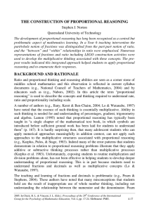 THE CONSTRUCTION OF PROPORTIONAL REASONING